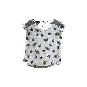 Fortune + Ivy Women's Cheylee Mixed Material Floral Top_Size Large